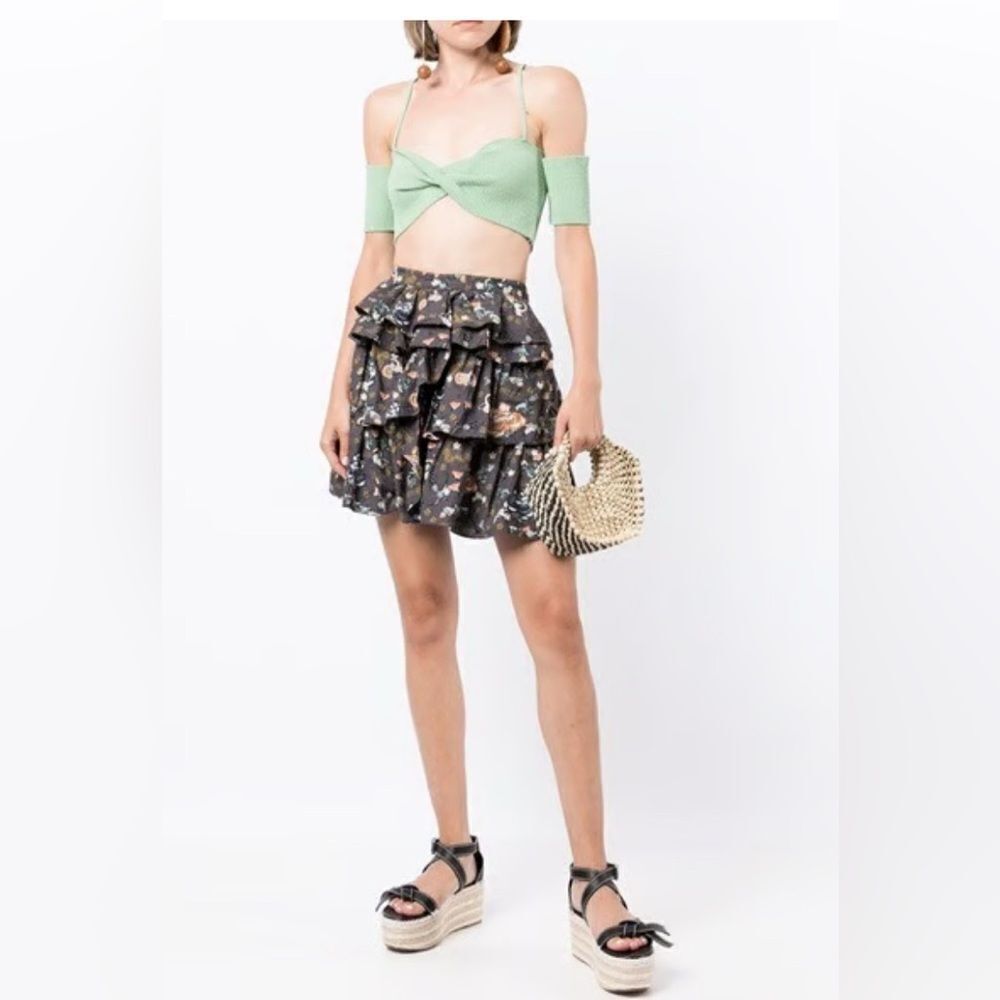 Ulla Johnson Alyssa floral-print ruffled tiered bohemian skirt 4
